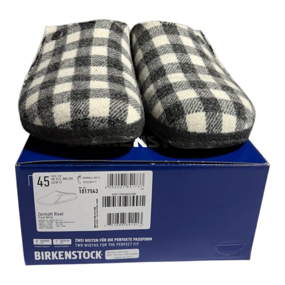 Birkenstock Zermatt Rivet Shearling Plaid Clogs EU 45 US 12 Regular Width - Picture 5 of 5
